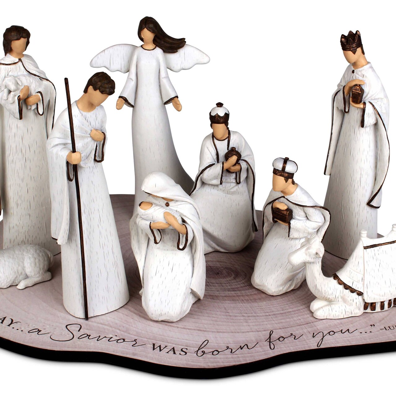 Edge Collections - 12" x 7" - White - Scripture-Based Christmas Nativity Set - 1 Set